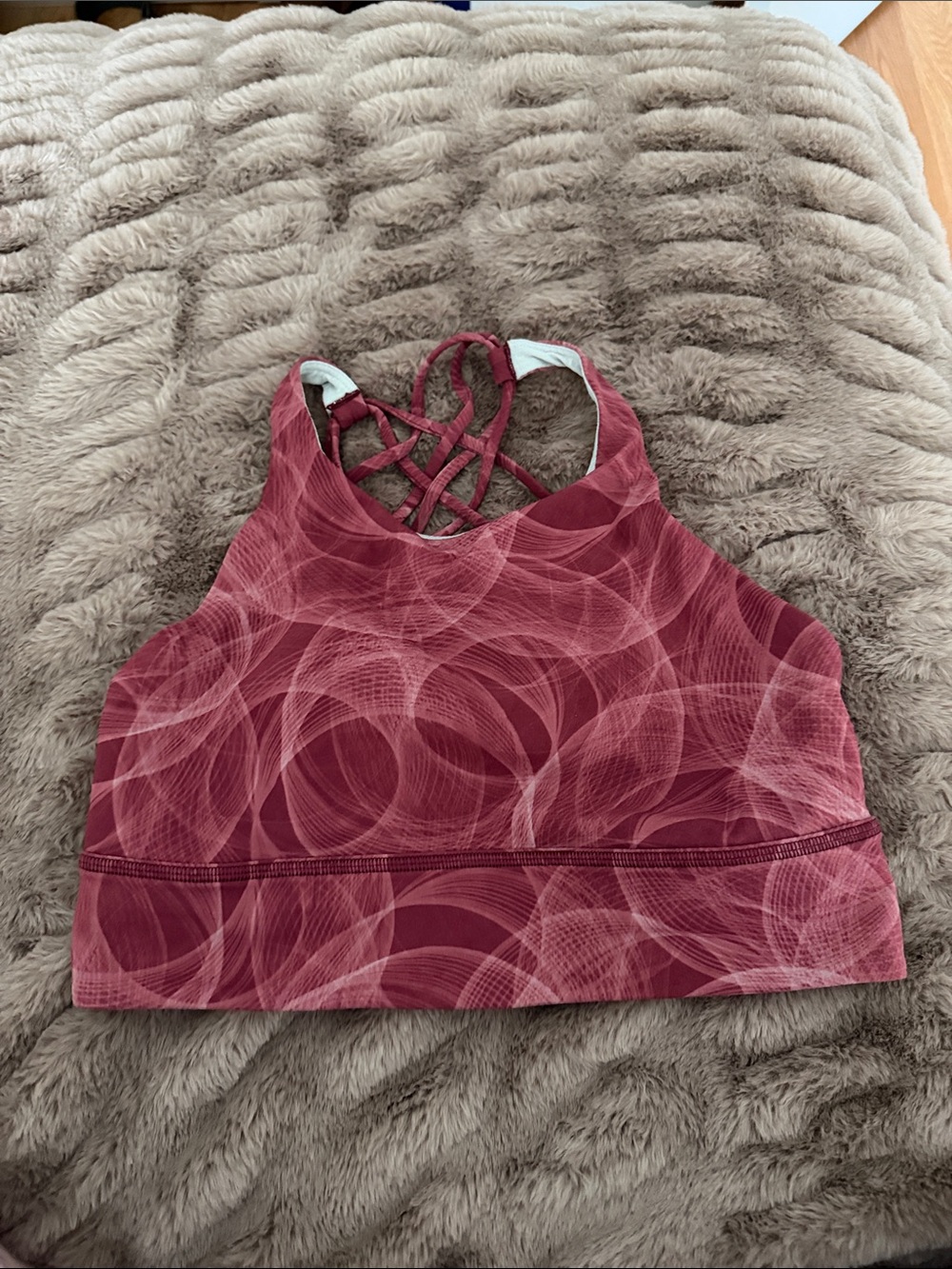 lululemon athletica Rose-Pattern Strappy High-Neck Sports Bra